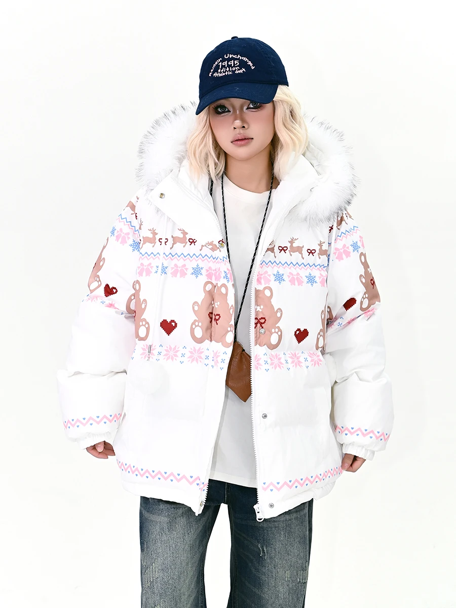 

Новинка! Женская свободная утепленная хлопковая куртка с капюшоном и меховым воротником в уличном стиле. Повседневная модная верхняя одежда для зимы.