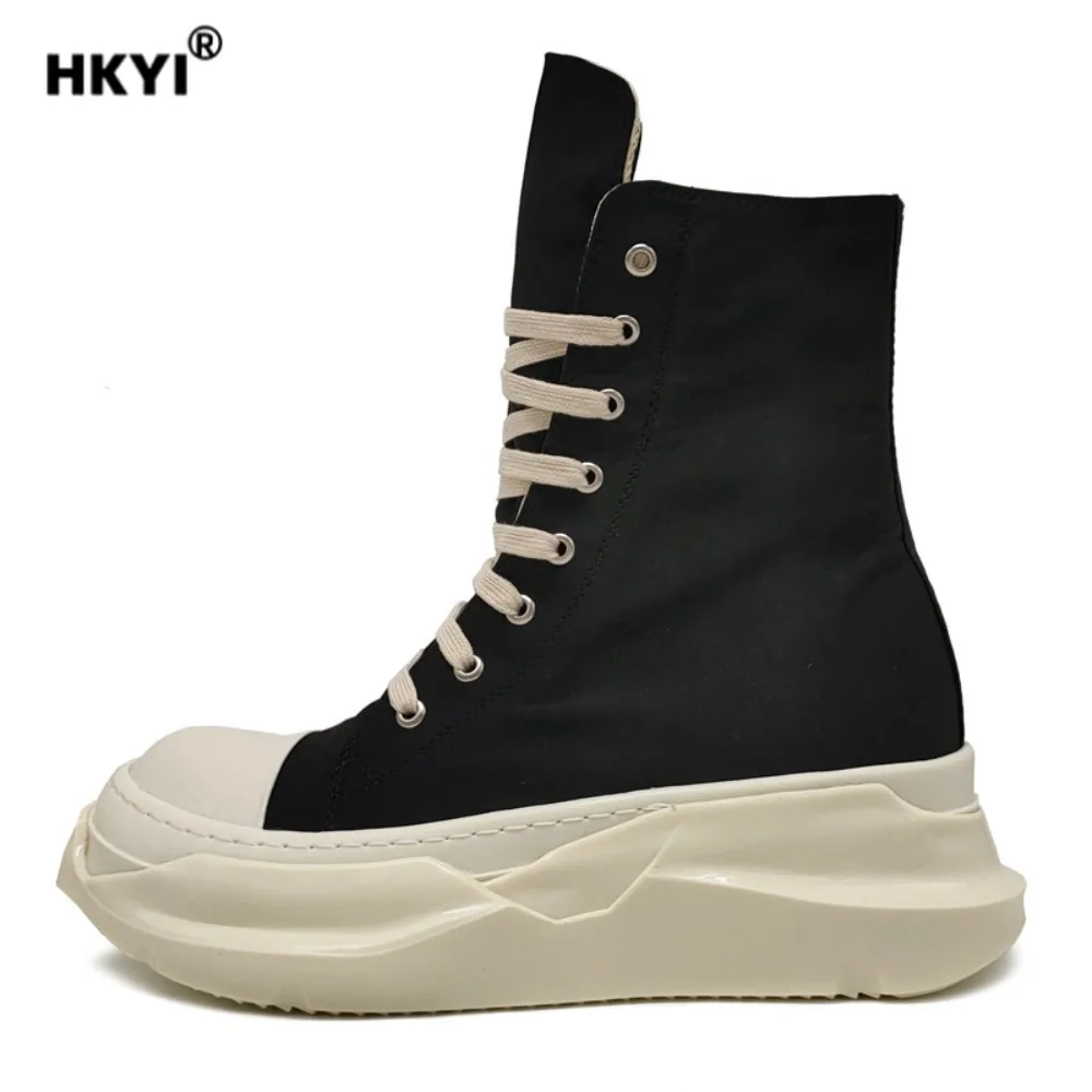 

High Street Dark RO New High Top Canvas Casual Shoes Men Casual Fashionable Breathable Thick Soled Height Increasing Board Shoes