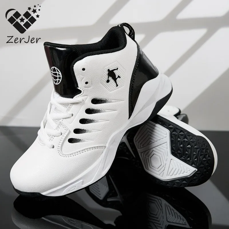 2024 Hot Selling Cross-border Leather Basketball Shoes Designer Kids Basketball Shoes Light Weight Children Casual Sneakers