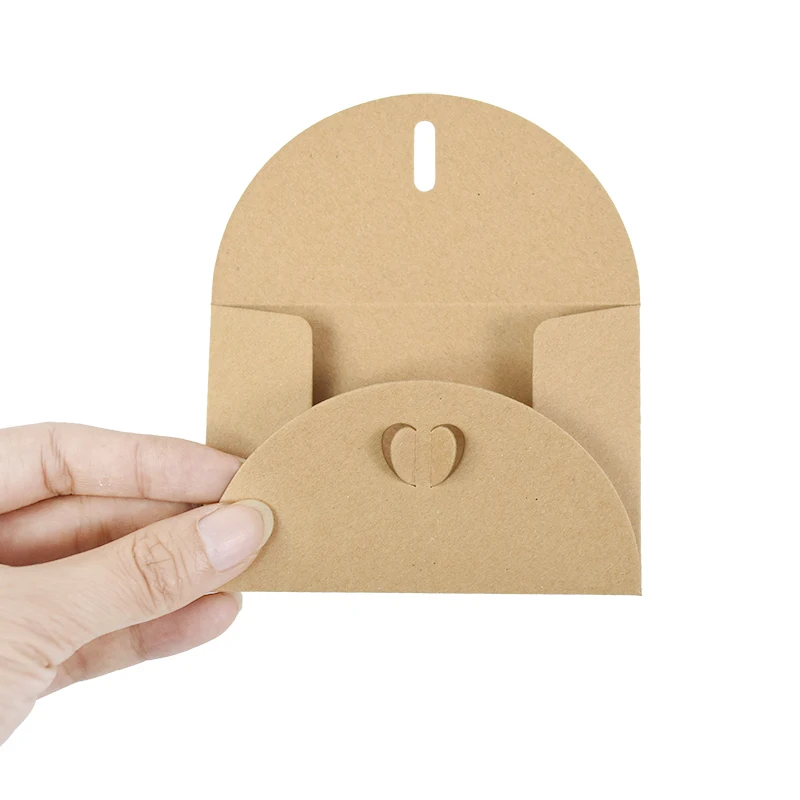 10PCS Kraft Paper Envelope 3D Love Button Invitation Greeting Card Valentine\'s Day Gift Letter Wedding Party Invitation Cards