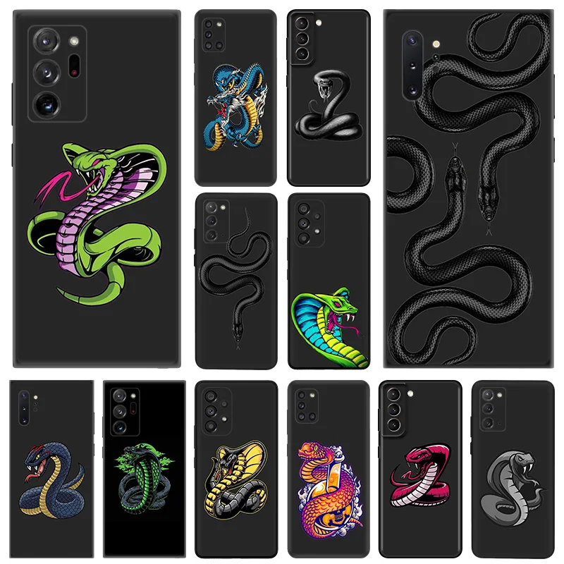 Phone Case for Samsung A35 5G A55 A02 A03 A04 A05 S8 S9 Note 10 Plus 9 8 Red Green Snake Cobra Python Soft Black Silicone Cover