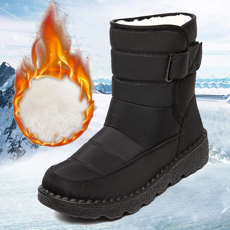 Antiscivolo stivali da neve impermeabili per le donne spessi stivali invernali in peluche donna piattaforma tenere calde scarpe imbottite in cotone