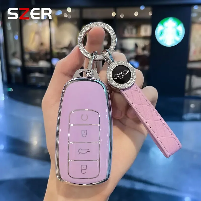 

Fashion Soft TPU Car Key Case Cover For Chery Tiggo 8 Pro Tiggo 8plus New 5 plus 7pro Car Key Protector Fob Keychain Accessories
