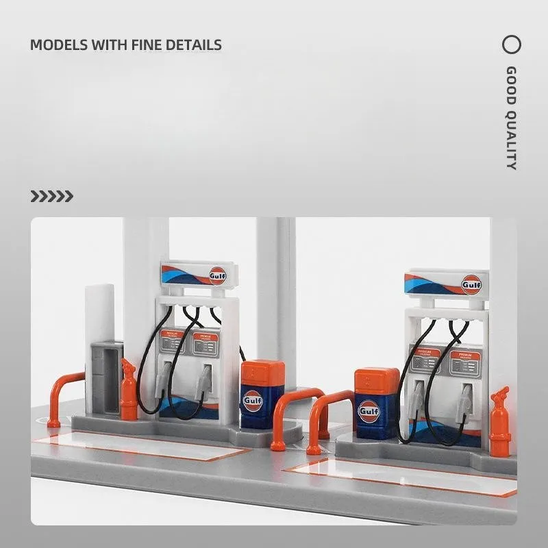 D*R様 シエルマーク　ガソリンスタンド オブジェ 1:64ガスステーションのおもちゃモデル,gulf & shellミニカー,子供向け