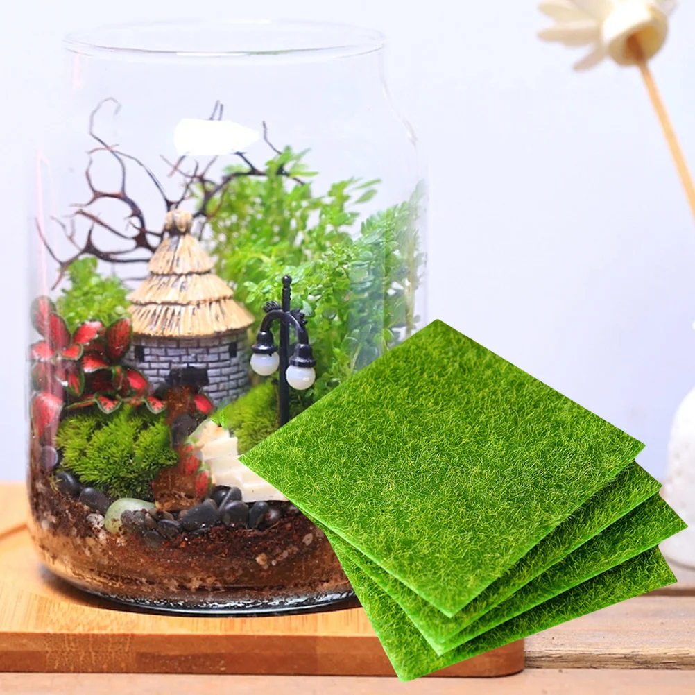 

4pcs 15X15Cm Artificial Grass Lifelike Fairy Garden Miniature Ornament For Diy Micro Landscape Realistic Grass