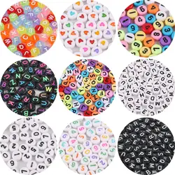 7mm Black White Mixed Letter Acrylic Beads Round Flat Alphabet Spacer Beads For Jewelry Making Handmade Diy Bracelet Necklace
