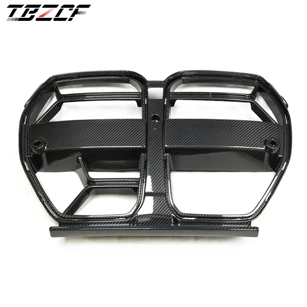 Real Dry Carbon Fiber Front Bumper Grille For BMW 2021-2023 M3 G80 M4 G82 G83 CSL Style Front Kidney Grille Racing Accessories