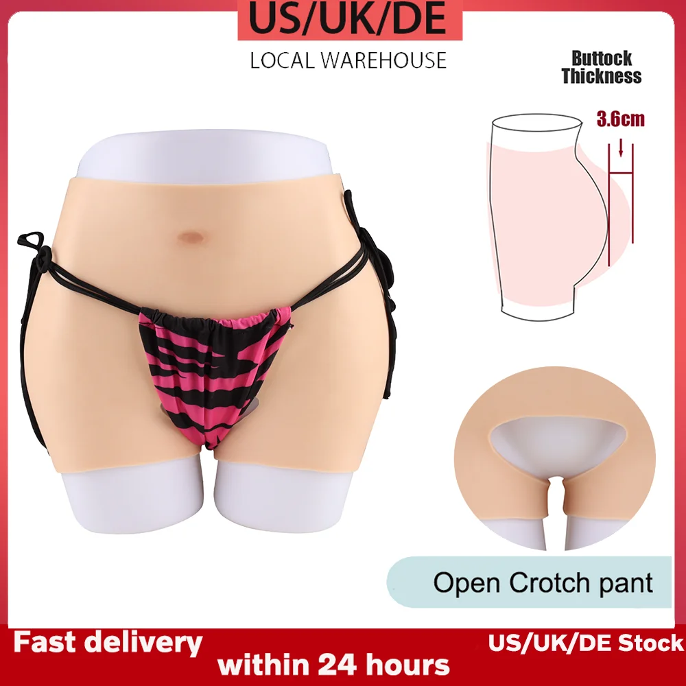 

KnowU US/UK/DE Stock Silicone Hip Pants Open Crotch Buttocks Thick Pants For Cosplay Transgender Drag Queen Thicken 3CM