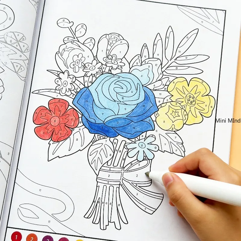 A Digital Coloring Book Focused Training Puzzle Game Book, Decompression DIY Art Enlightenment Coloring Page Pen Not Included