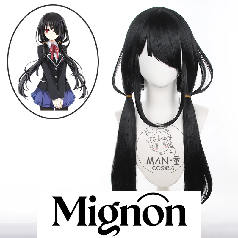 

Date A Live Tokisaki Kurumi, парик для косплея, черные длинные волосы, имитация кожи головы, наряд с датой, подарок на Хэллоуин