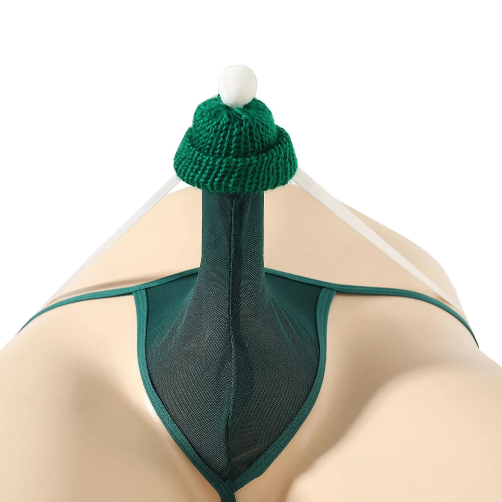 

Мужское эротическое рождественское белье: стринги-танга с анатомическим мешочком, очень сексуальное, сетчатое, классическое, двойное, для фембоев