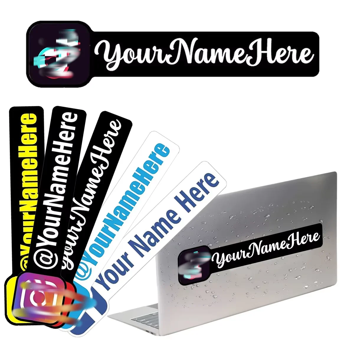 

Vinyl stickers with custom usernames, TikTo motorcycles, Instagra cars, Faceboo stickers (default icon 1)