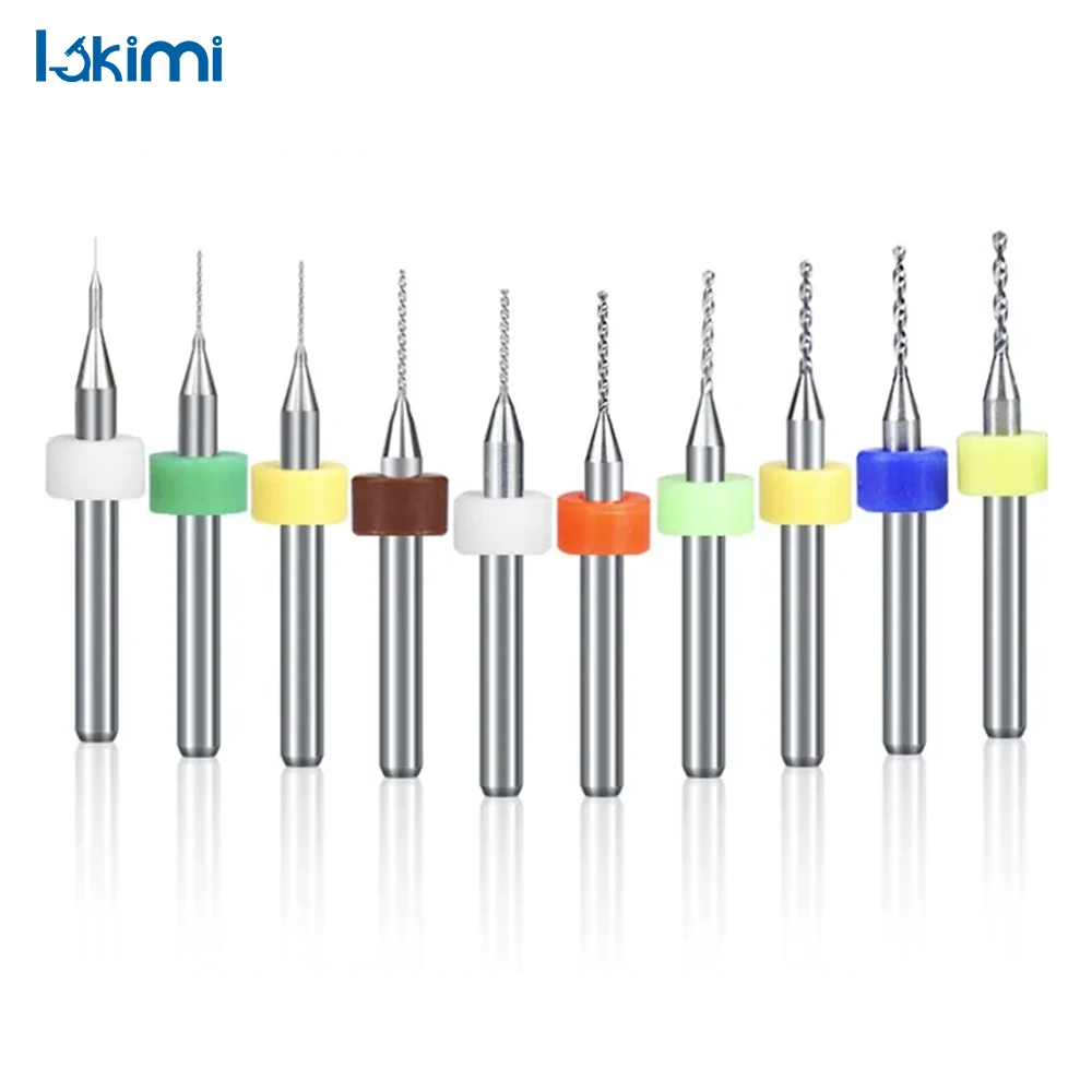 

10-Piece Mini CNC PCB Drill Bit Set Carbide Gun Drill Bits (0.1-1.2mm) with 1/8'' Shank for Hole Drilling LK-AA70