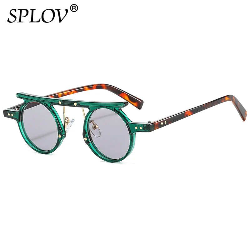 Fashion Round Punk Sunglasses Men Women Small Retro Gradient Lens Shades Vintage Color UV400 Male Female Clear Eyewear Hip Hop