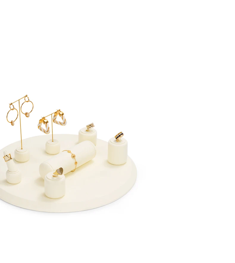 Oirlv Mikrofaser-Leder Schmuck-Präsentationsset Weißes Vitrinen-Organizer-Kit für Halsketten, Ringe, Ohrringe, Armbänder & Einzelhandel – Detail 2
