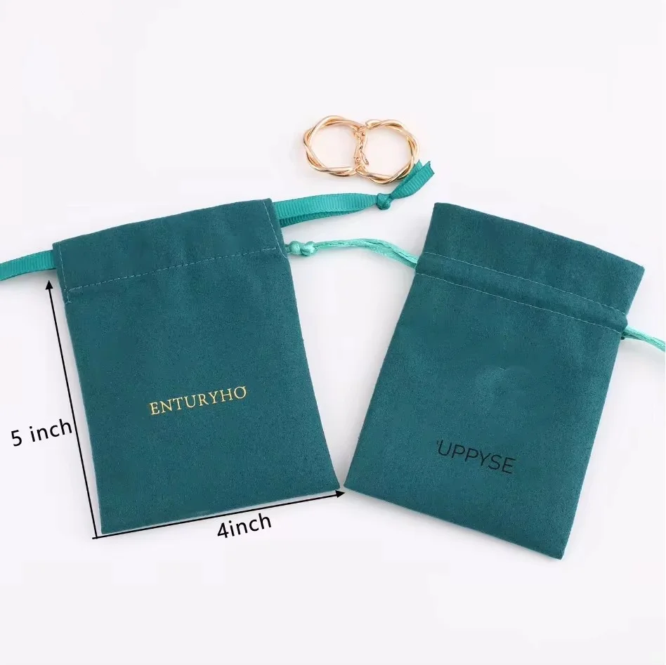 50 dark green microfiber personalized color logo drawstring bags custom bags jewelry bags necklace bags packaging bags