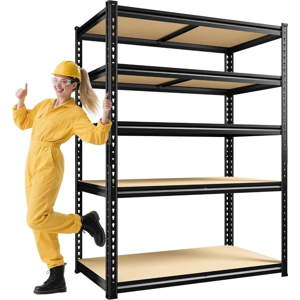 

72" H Garage Shelving, 5 Tier Storage Shelves Load 2500 lbs, Adjustable Garage Shelves, Metal Shelving Unit for Warehouse, Basem