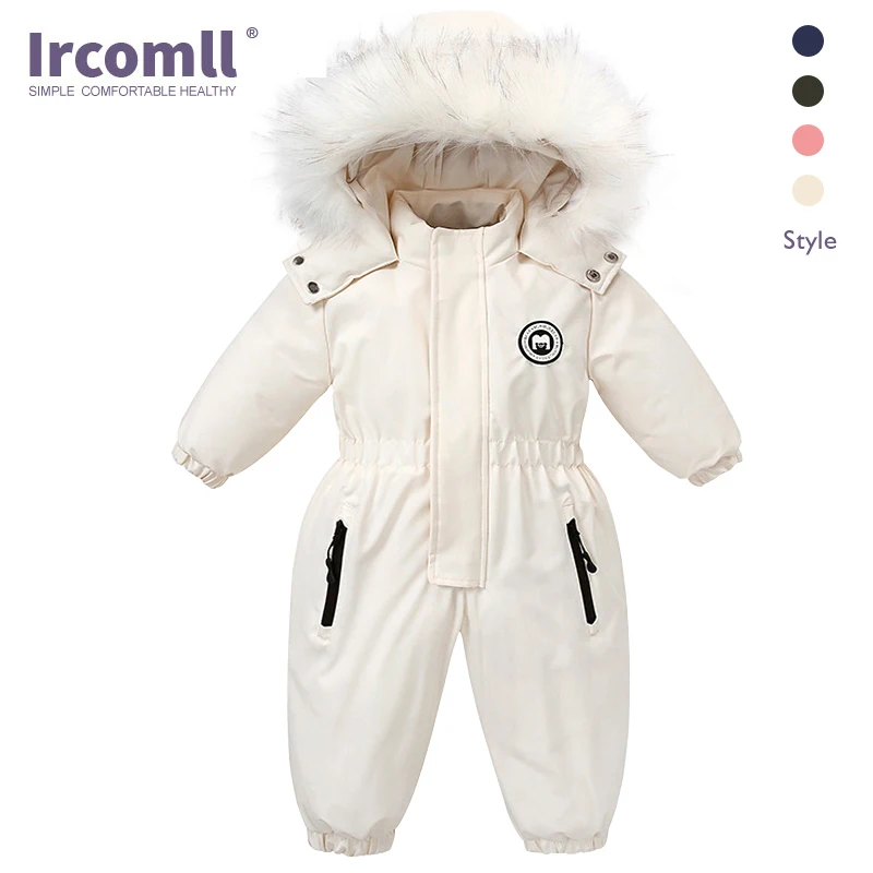 Ircomll Infant Kids Clothes Waterproof Hooded Girls Boys Overalls Ski Suit Snow Set Toddler Warm Bodysuit Ski Jacket for 18M-5Y