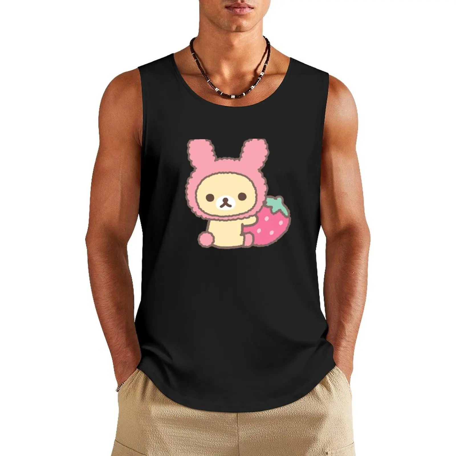 Rilakkuma - Korilakkuma strawberry Tank Top sleeveless shirt man anime