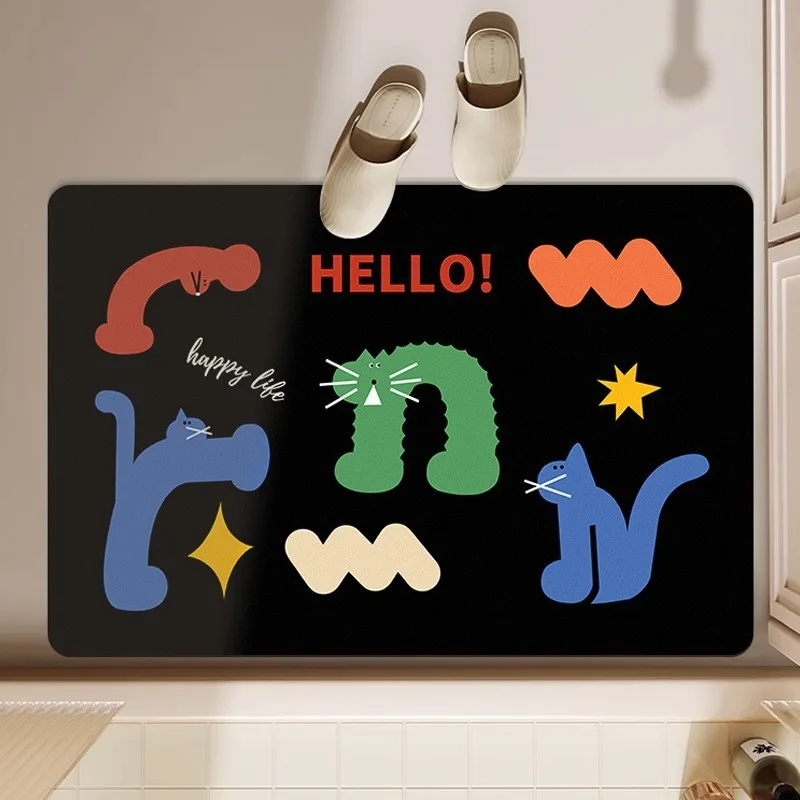 الكرتون الإبداعية الحمام دياتومي الكلمة حصيرة السجاد زلة مقاومة المطبخ سجادة باب امتصاص الماء التجفيف السريع لطيف جدا