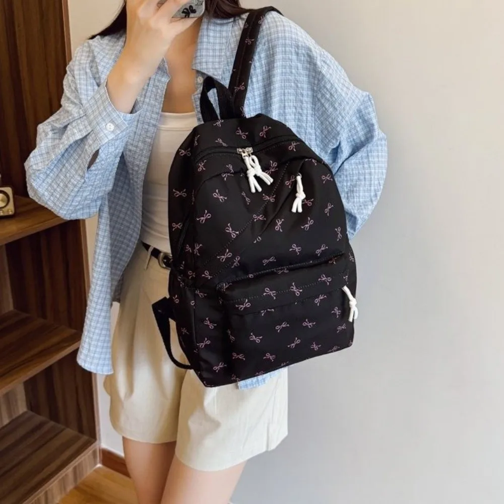 Canvas Bow Backpack Adjustable Straps Lightweight Students School Bag Storage Bag Japanese Style Teenagers Shoulder Bag Travel