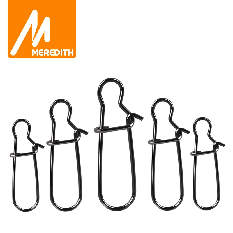 MEREDITH 50 piezas Conectores de pesca de acero inoxidable con cierre rápido, anillas sólidas giratorias y mosquetones de seguridad para anzuelos de pesca