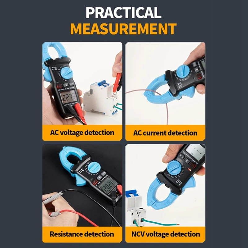 ABJI-MC-40 Clamp Meter Digital Multimeter AC DC Voltage 600V AC 600A Diode NCV Ohm Test 6000 Counts True RMS Auto Range