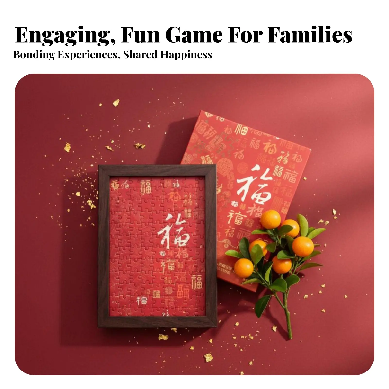 

Picture Assembly Game Gift Box, New Year Theme, Desktop Decor, Includes Frame, Hundred Blessings Series