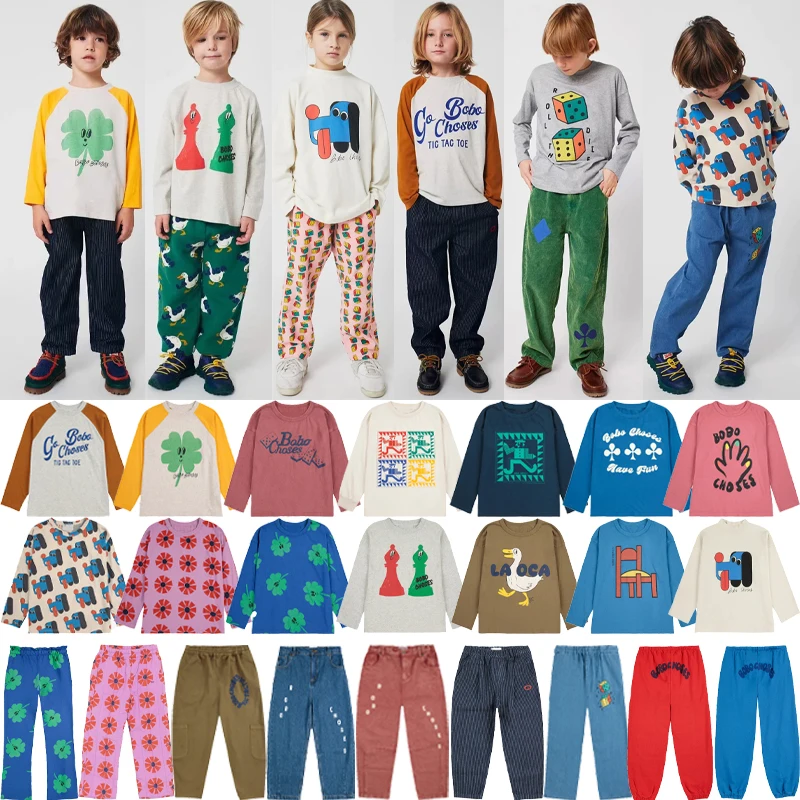 

Korean Children's Long Sleeved T-shirt Set 2025 New Autumn Boys' Printed Long Sleeved Shirt Girls' Cute Suit Children Clothing