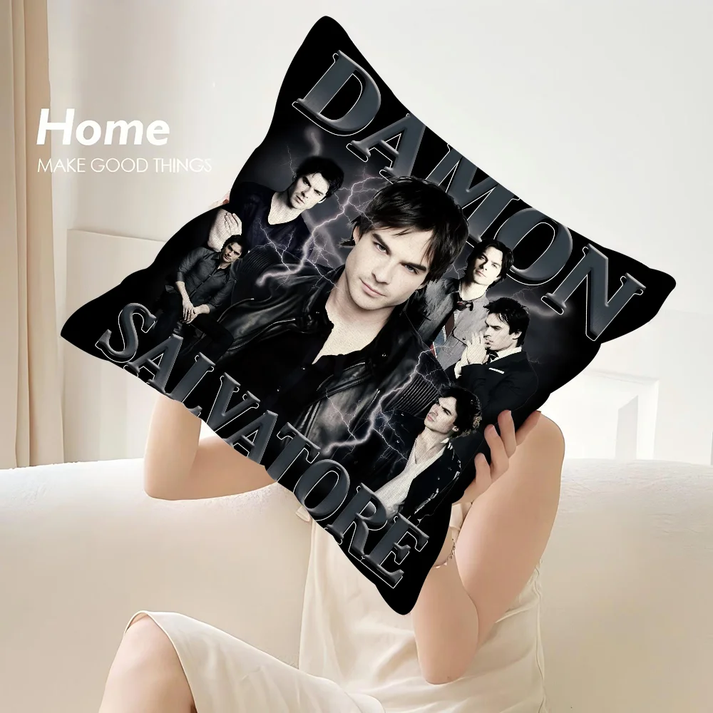 D-Damon Salvatore Pillow Case Sofa Decorative Home Double-sided Print Plush Square Throw Pillow Covers Cushion Decor Cover