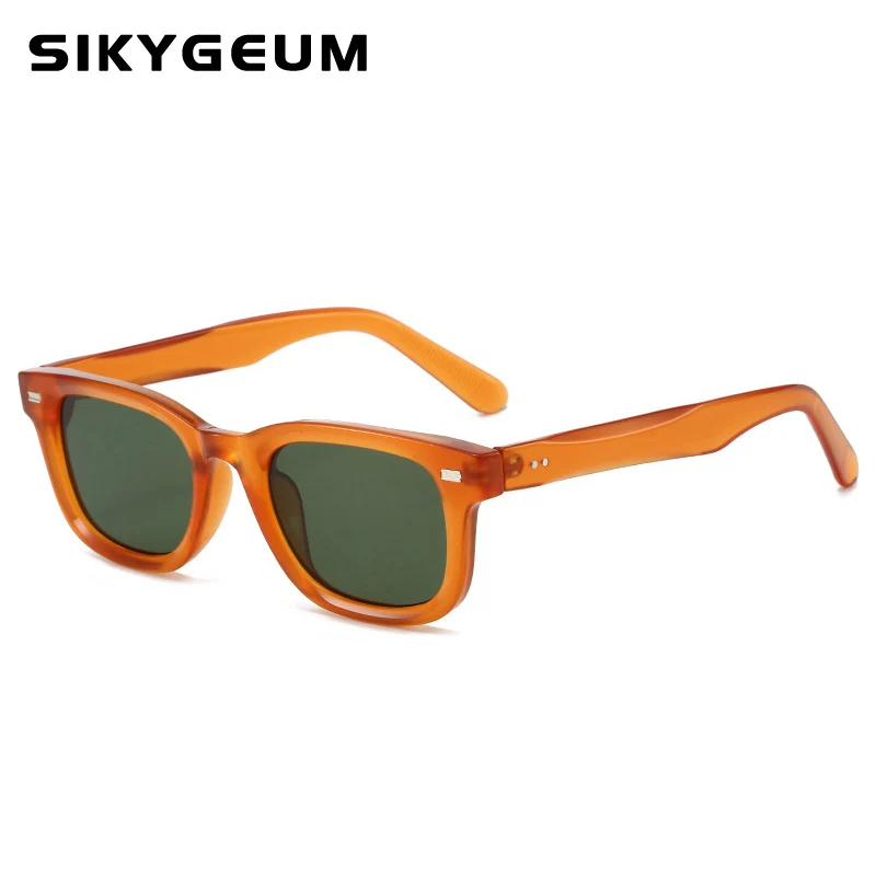 SIKYGEUM Retro Grey Square Sunglasses For Women Men Fashion transparen Frame Glasses Eyewear Male Shades UV400 Rivets Eyeglasse