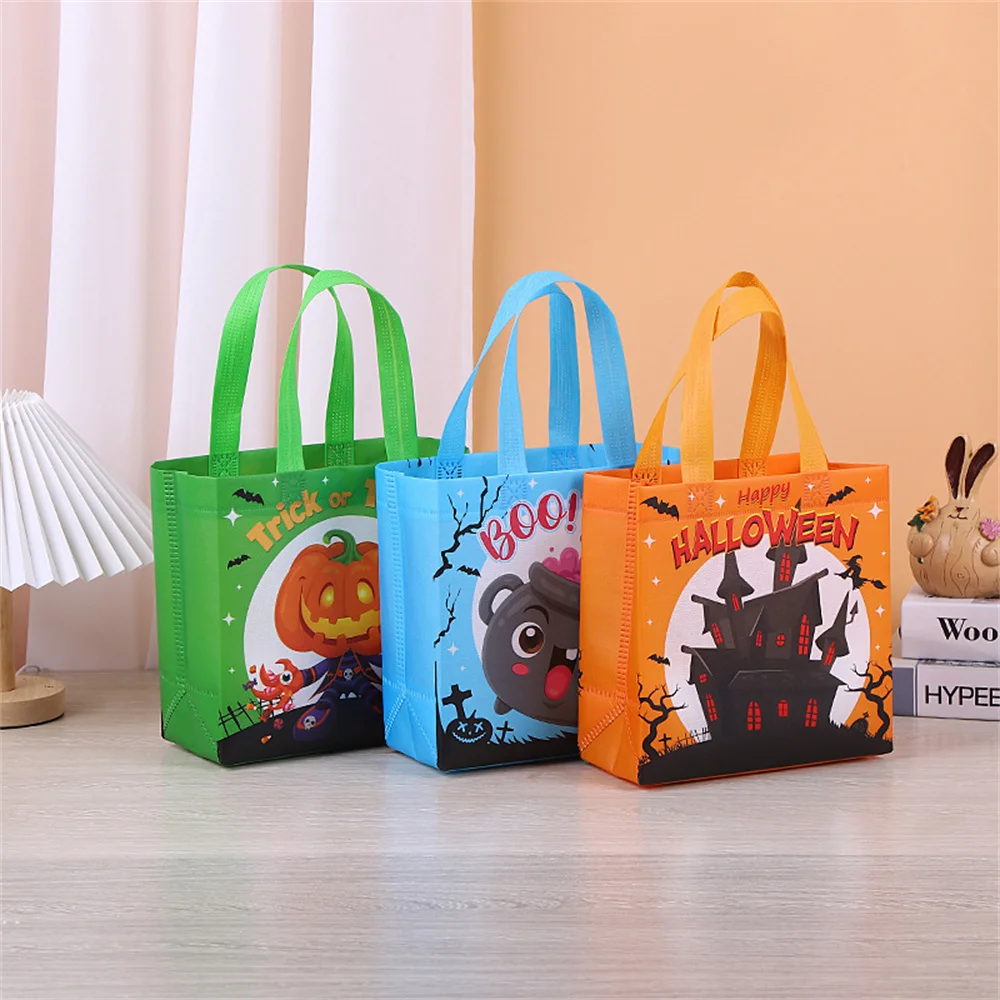 Halloween Tote Bag Non-woven Shopping Bag Witch Pumpkin Foldable Snack Biscuit Bag Trick Or Treat Candy Bag Party Supplies