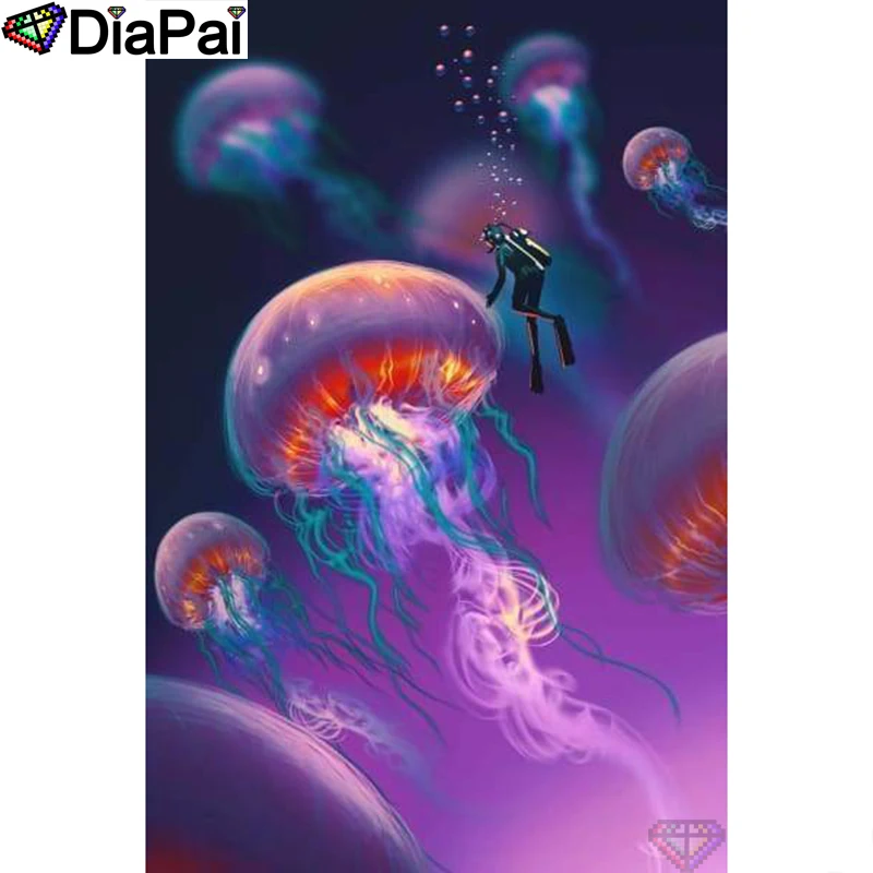 

DIAPAI 5D DIY Diamond Painting 100% Full Square/Round Drill "Animal jellyfish" Diamond Embroidery Cross Stitch 3D Decor A24151