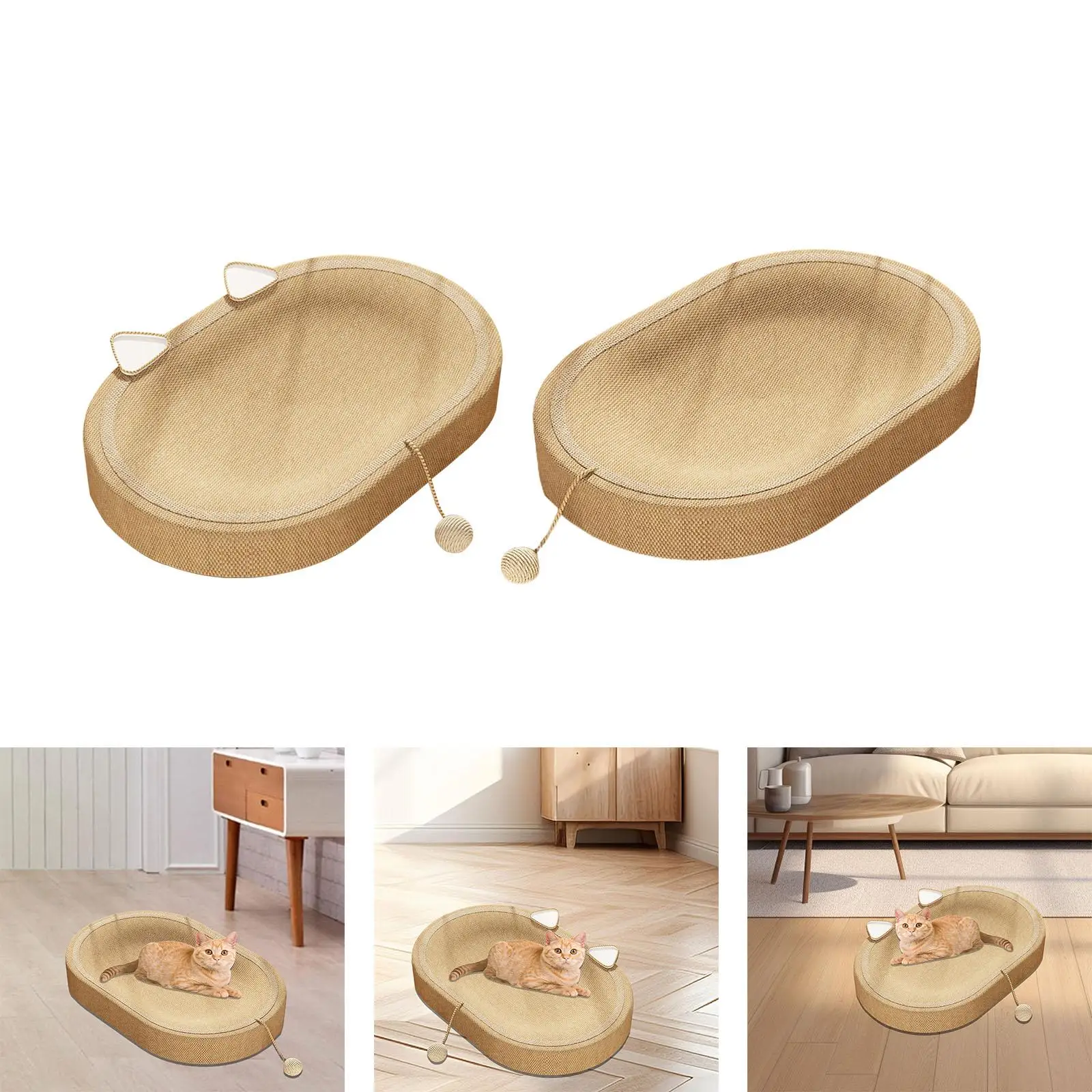 Sisal Cat Scratcher with Ball, Durable Cat Scratcher Lounge Bed for Scratching