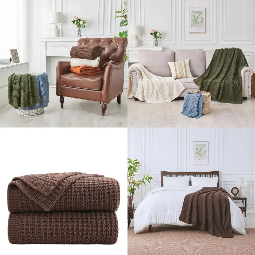 

Cozy Cable Knit Throw Blanket, Fisherman's Rib Pattern, 60x80 for Bed & Living Room