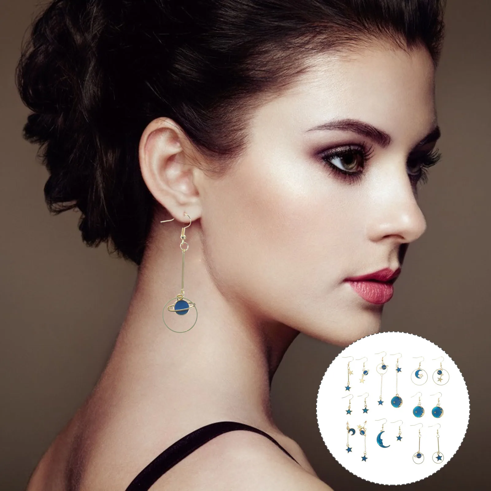 

Dangle Asymmetrical Moon For Women Trendy Costume Jewelry Space Theme Statement Earrings Fashion Accessories