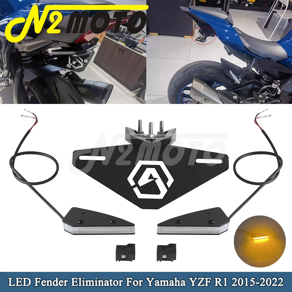 

Motorcycle Tail Tidy Fender Eliminator W/ LED Turn Signal Light For Yamaha YZF R1 2015-22 Accessories Rear Licence Plate Bracket