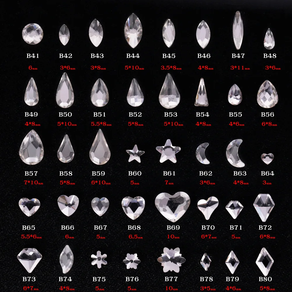 100ชิ้น/ล็อตคริสตัล3D Rhinestones แบน Shiny หินเล็บตกแต่งเล็บชิ้นส่วนอัญมณีเล็บคริสตัล Strass อุปกรณ์เสริม