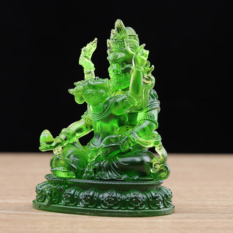 Glass Five-Way of Buddha Statue Ornament Water Offering Black of Yellow of Red God of Wealth Wh