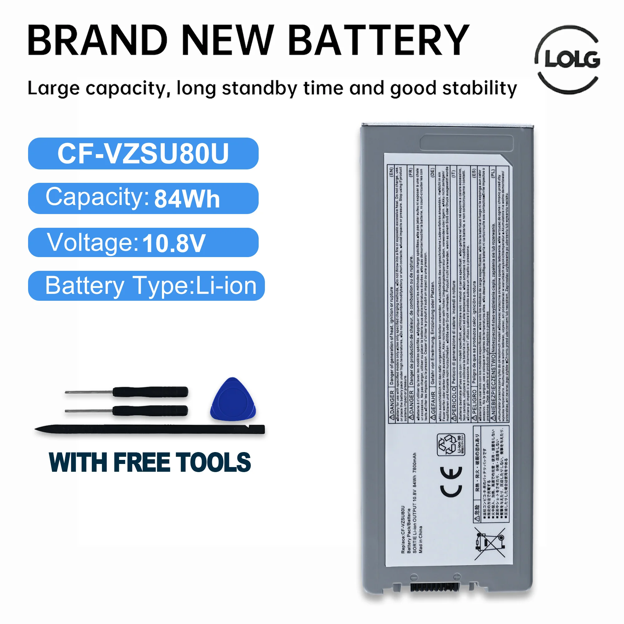 

LOLG CF-VZSU80U CF-VZSU82U CF-VZSU83U Laptop Battery For Panasonic Toughbook CF-C2 10.8V 70Wh 94Wh