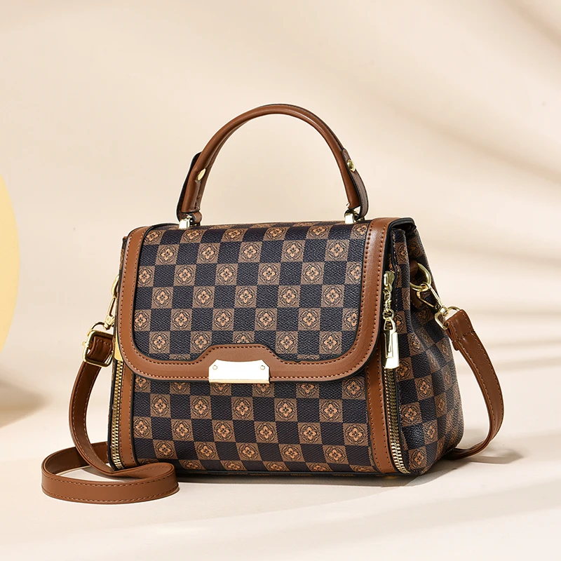 

Fashion trend retro plaid printed women's handbag, the texture of the foreign style all shoulder crossbody bag