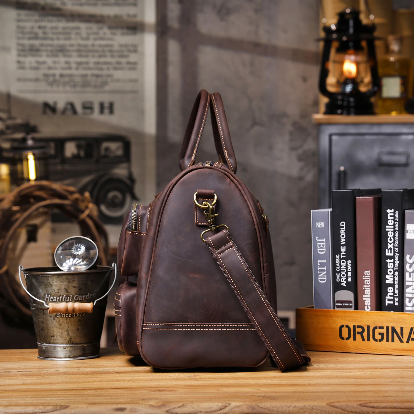 S.WORKER Premium Echtleder Business-Handtasche Vintage Herren Vollnarbenleder-Aktentasche für Geschäftsarbeit 16" Laptop-Tasche – Detail 24