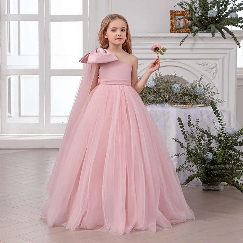 

Girls Long Evening Dress Flower Girl Wedding Dress Birthday Ball Gown Kids Festive Princess Dress Children Piano Perform Costume