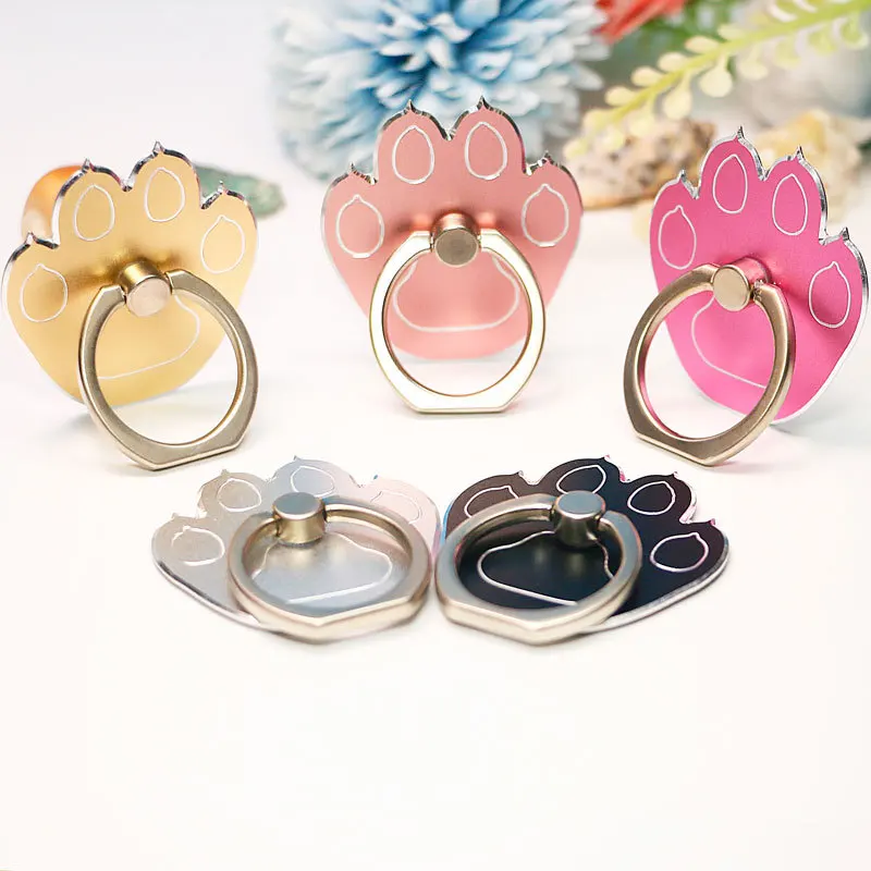 

Colorful Cartoon Cat's Paw Self-adhesive Rotabl Mobile Phone Holder Stand For Phone Metal Finger Ring Phone Stand Bracket