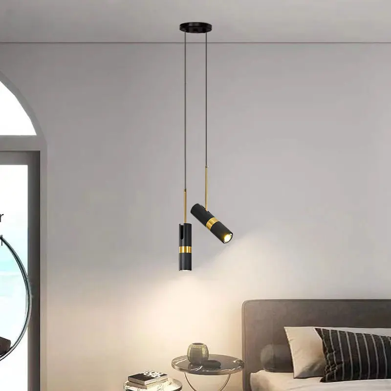 Modern Minimalist Led Chandelier Adjustable Angle Spotlight Bedroom Reading Living room Chandeliers Decor Hanging Bedside Lights