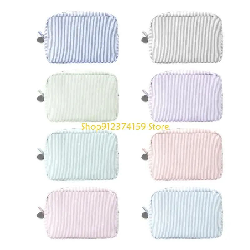 

G5AE Toiletry Bag Stripe Makeup Bag Wash Bag Aesthetic Cosmetic Bag Storage Bag