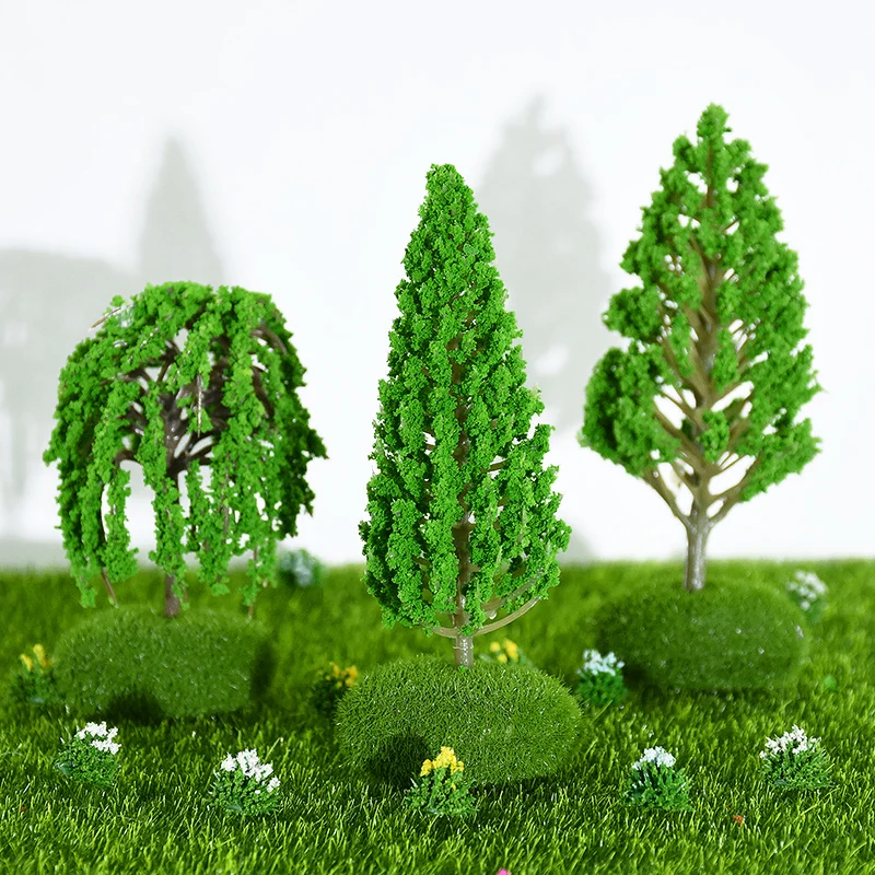 1pc Plastic Model Trees Artificial Miniature Tree Fake Plants Flowers DIY Micro Landscape Decor Train Railway Scenic Accessories