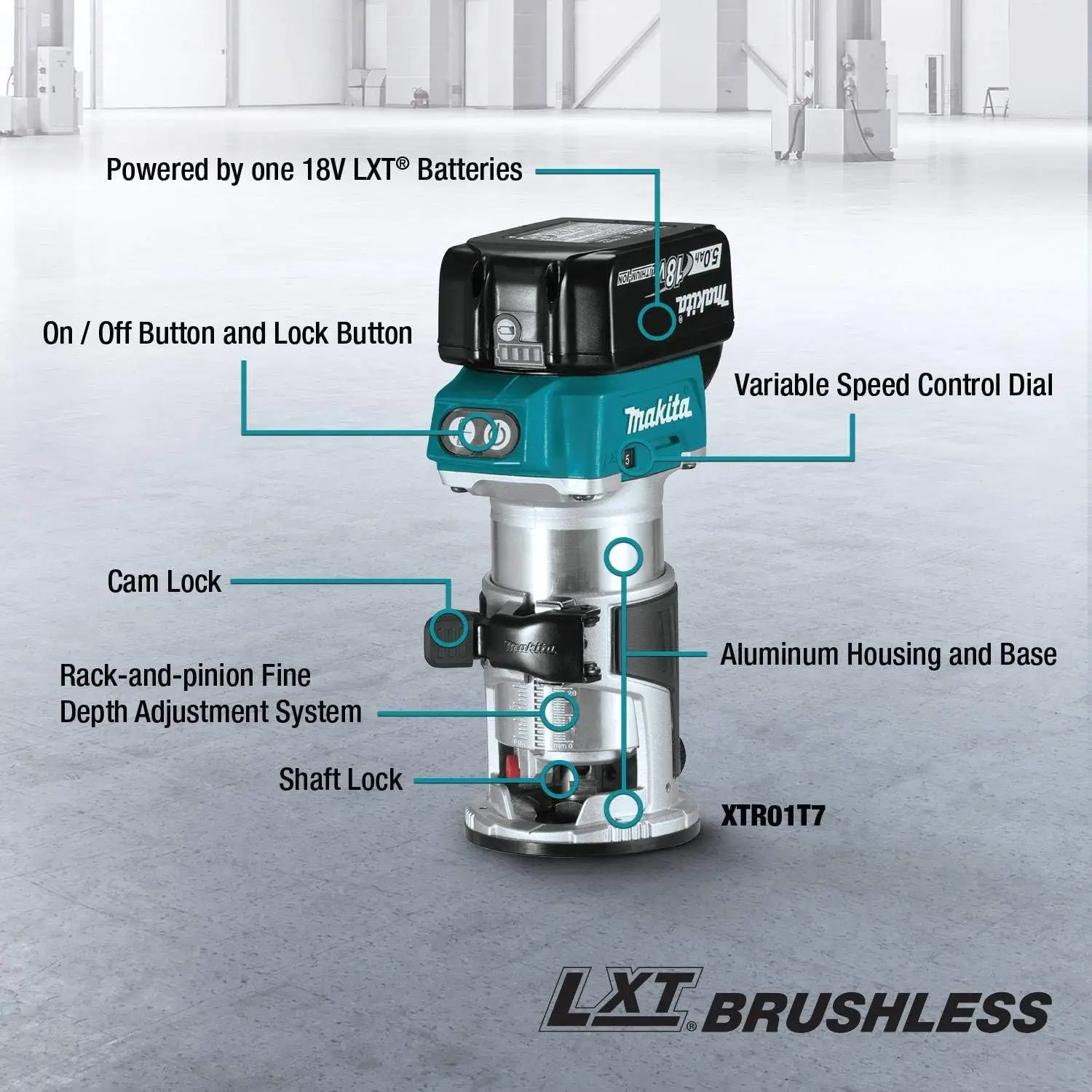 Makita XTR01T7 18V LXT Lithium-Ion Brushless Cordless Compact Router Kit