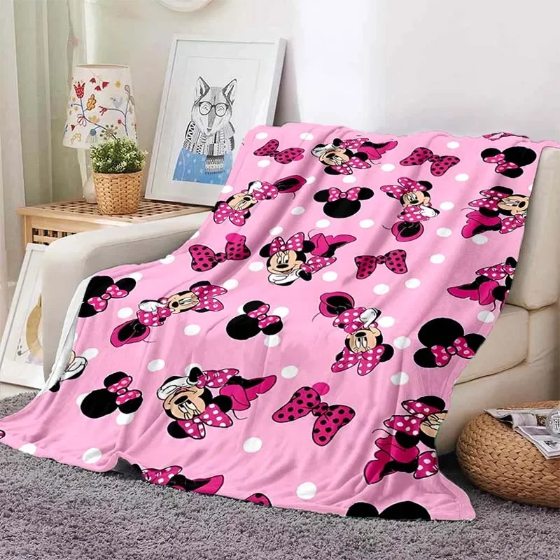 Disney Cute Minnie Custom Blanket Soft Flannel Fluffy Throw Camping Blanket for Children Sofa Throw Thin Blanket Fashion Gift