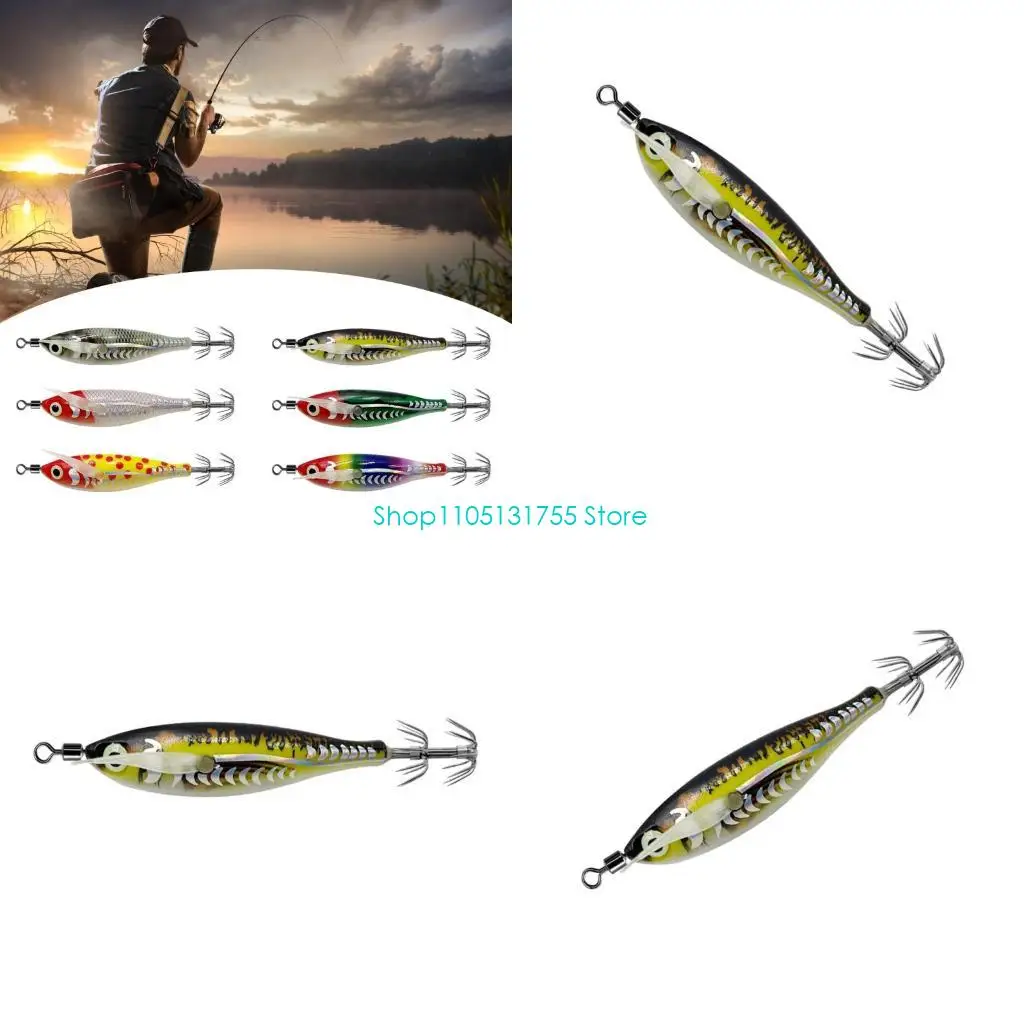 

8cm Luminously Squid Jig Hook Squid Cuttlefish Sleeve Jig Fishing Lures Baits,with Hook Hard Night Fishing Baits Enduring